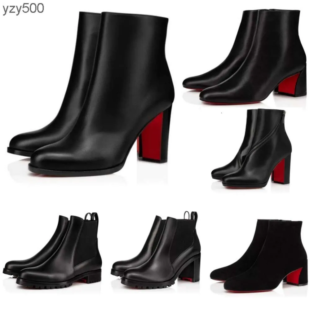 loubutinly chrétiens chaussures à fond rouge populaire à la mode femmes bottines courtes robe bottines talons bottes de luxe s semelles talon femmes chaussures de fête B9H9