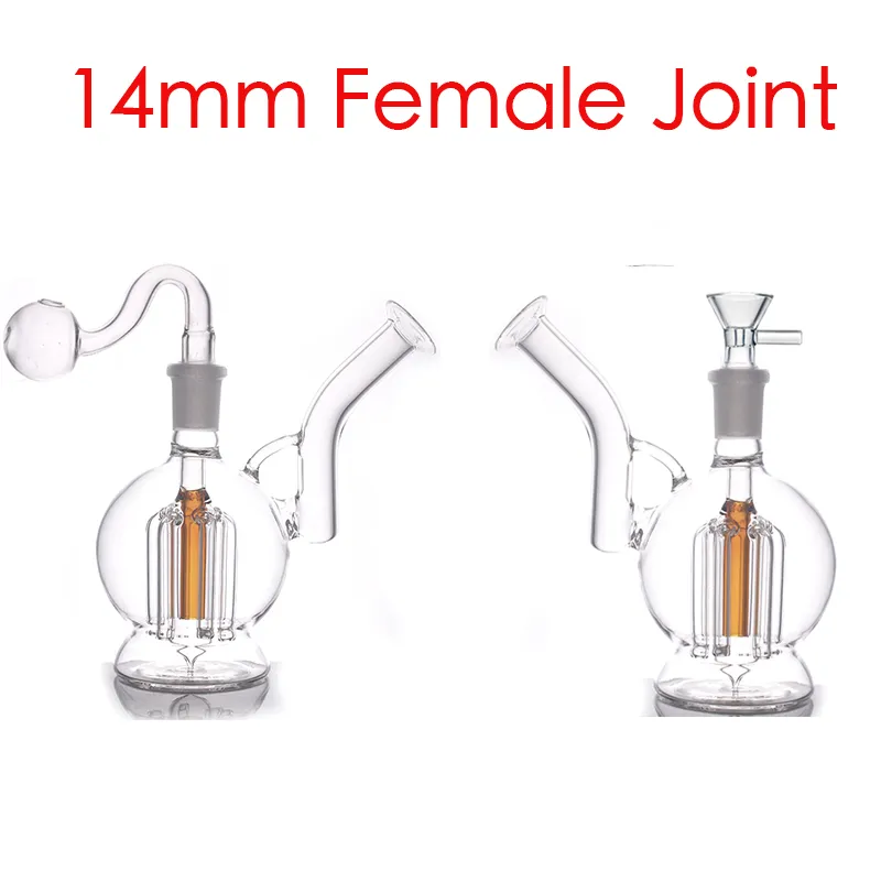 Großhandel Glasbong-Wasserpfeifen Ash Catcher 6Arm Tree Perc Bunte Ashcatcher Water Dab Rig Bongs Pipe Bubbler mit 14-mm-männlichem Rauchölbrenner oder Tabakschale