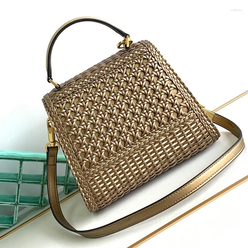 Evening Bags Handmade Natural Weaving Handbag 2023 Spring/Summer Tote Bag Business Leisure Fashion Shoulder 22cm