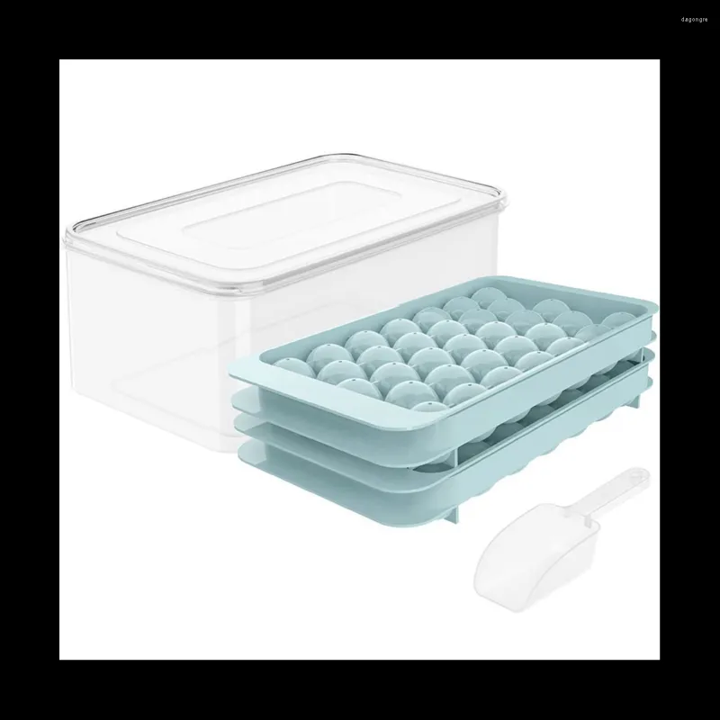 Moldes de cozimento Mini Bandeja redonda de cubos de gelo com tampa Caixa de molde para fabricante de gelo