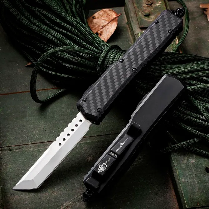 high quality MICRO TECH navy shadow Automatic Knife D2 Blade carbon fiber Handle Camping Outdoor hiking survival tool EDC Pocket Knives UT85 BM3300 3400 4600