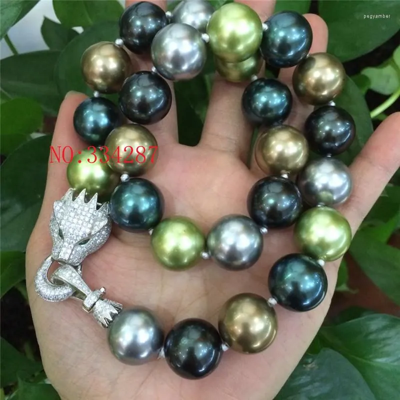 Chains Huge 16mm Genuine Multicolor South Sea Shell Imitation Pearl Necklace 19'' Crystal Clasp