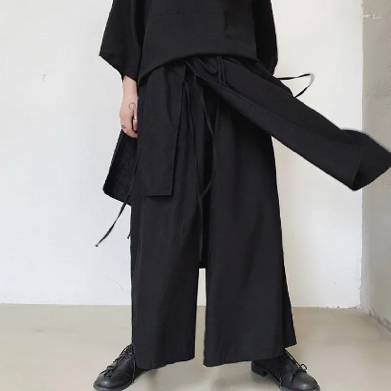 Men's Pants Spring/summer Loose Bell-bottom Trousers Nine Minutes Culottes Casual For Men Large Size Youth Yamamoto Style