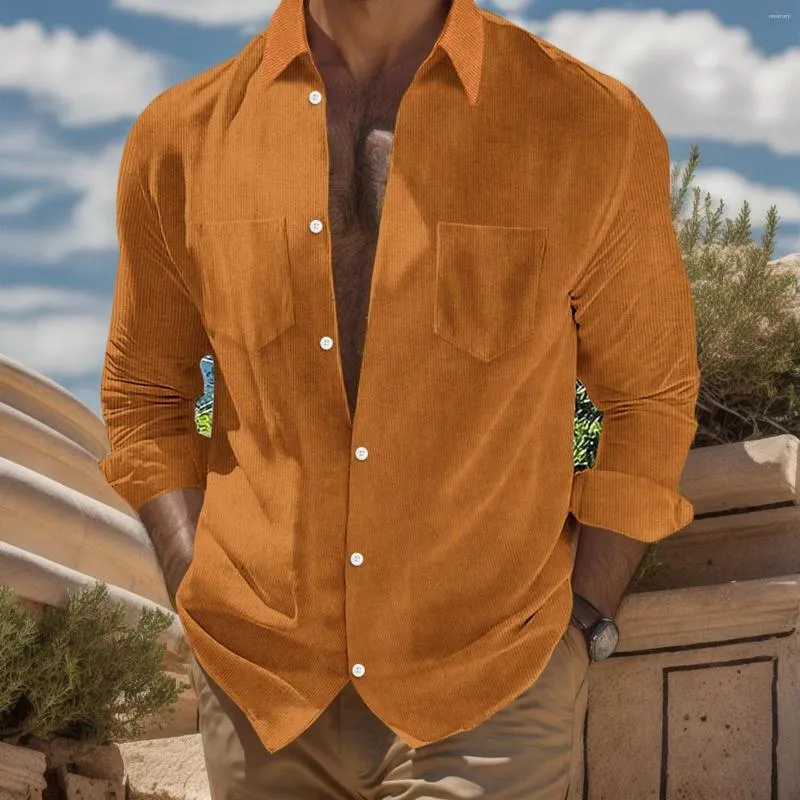 Autumn Winter Corduroy Plain Shirts For Men For Men Casual Fashion