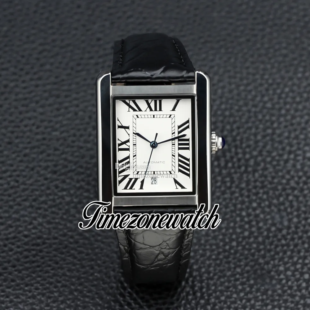 Nowy 31 mm solo W5200027 WSTA0040 White Dial A2813 Automatyczne męskie zegarek stalowy obudowa skórzana Pieczniki Zegarki TWCR TimeZoneWatch Z05C