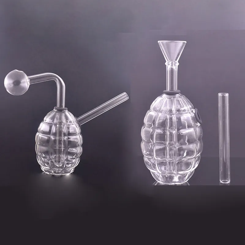 Gros antichar forme narguilé créatif grenade claire 3D mini épais capiteux pas cher verre brûleur à mazout bong tuyau eau dab rig tabac bongs pour fumer des herbes sèches