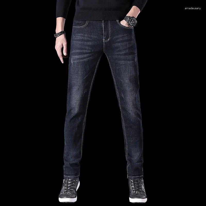 Pantalones vaqueros para hombre pantalones vaqueros termicos de invierno nieve calidos de felpa elasticos gruesos de lana pantalones largos de