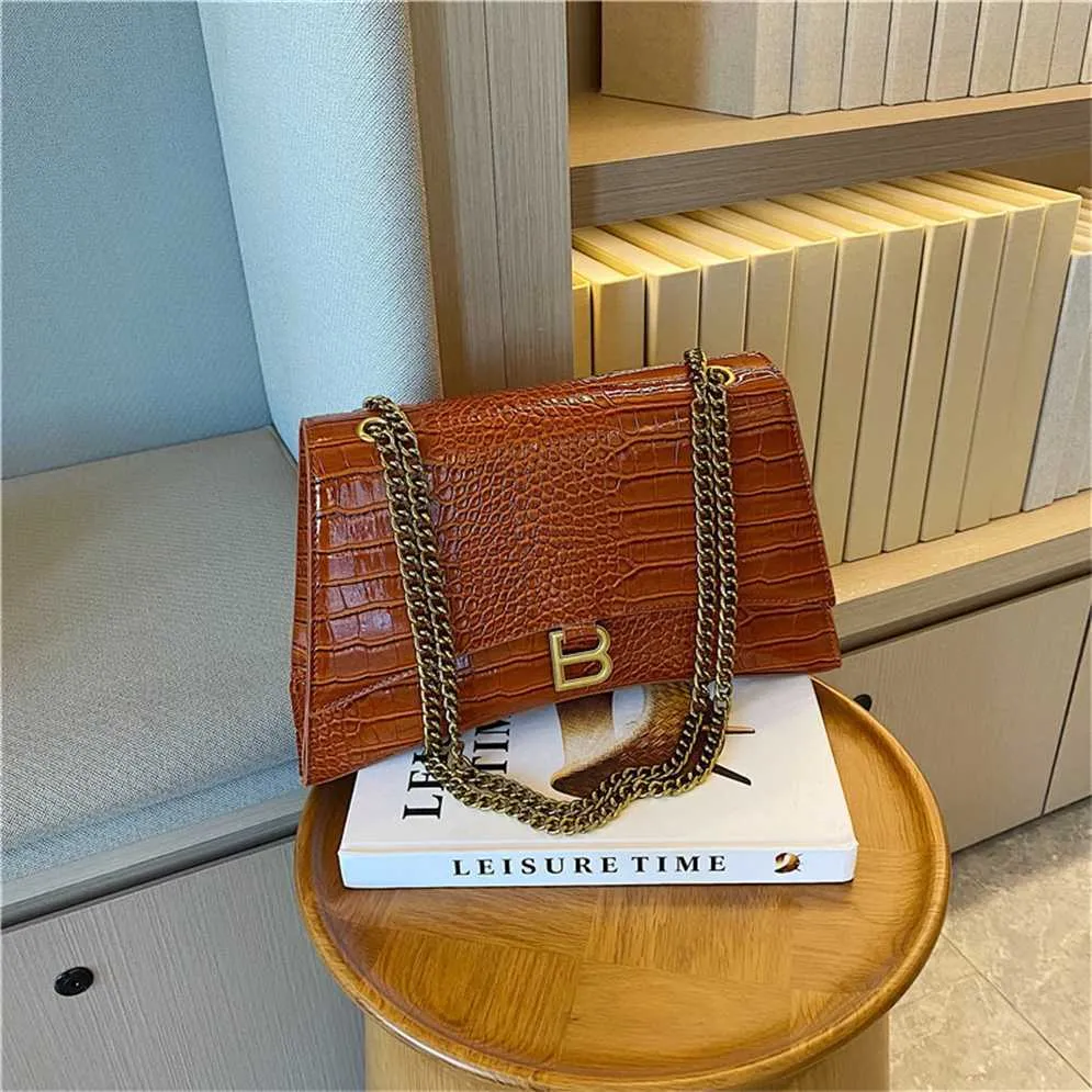 2023 Yeni Kadın Çantaları Timsah Deseni Kum Saati Zinciri Bir Omuz Taşınabilir Crossbody Bag Model 7569