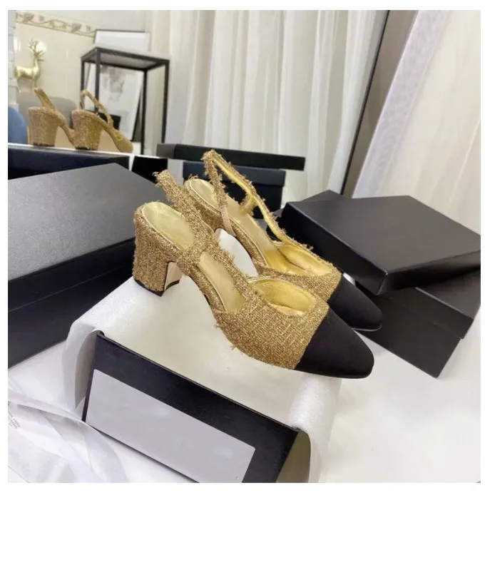 2023 Designer Damen Sandalen Mode Leder High Heels Damen Hausschuhe Sexy klobige Absätze Bankettschuhe Arbeitsplatz formelle Schuhe Absatzhöhe 6 cm mit Box