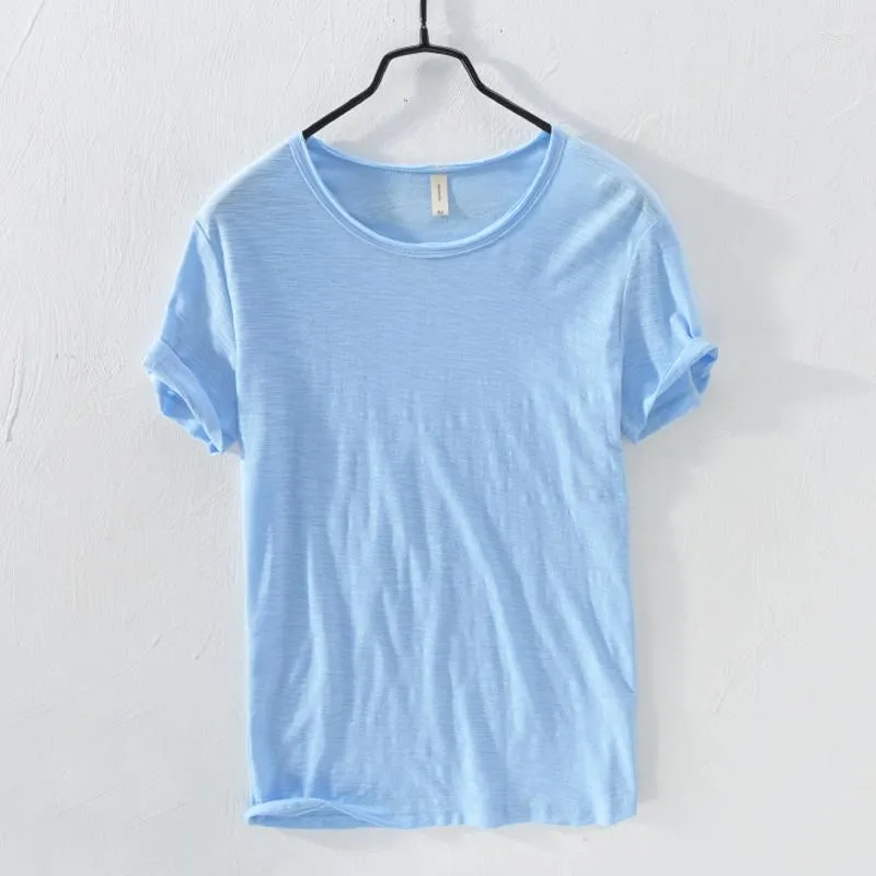 Men's T Shirts 2023 Summer Cotton T-shirt Men O-Neck Solid Color Casual Thin Shirt Basic Tees Plus Size Short Sleeve Tops