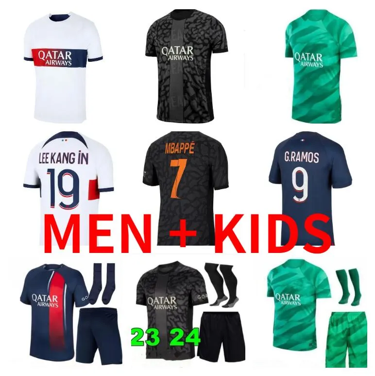 23 24 Mbappe Hakimi Soccer Jerseys 2023 2024 G.Ramos Fabian Ugarte Kimpembe Verratti Maillots de Football Shirt Kolo Muani O.Dembele Asensio Men KIDS KIT MAILLOT FOT