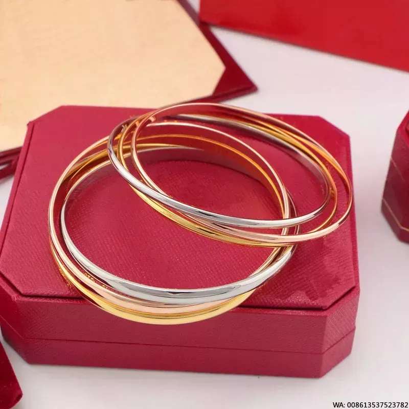 Hot Men's Gold Bangle Bransoletka Designer Trzy kolorowe bransoletki luksusowa biżuteria dla kobiet mody bransoletka Tytan stalowy stal Goldplated rzemios