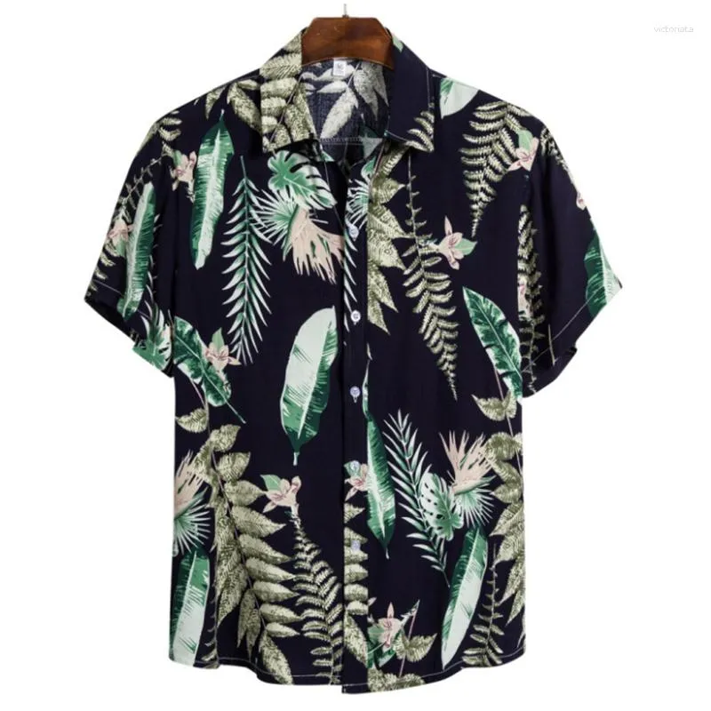 Männer Casual Hemden Mode Herren Hawaiian Shirt Männlich Bunte Gedruckt Strand Aloha Kurzarm Camisas 3XL Camisa Hawaiana Hombre