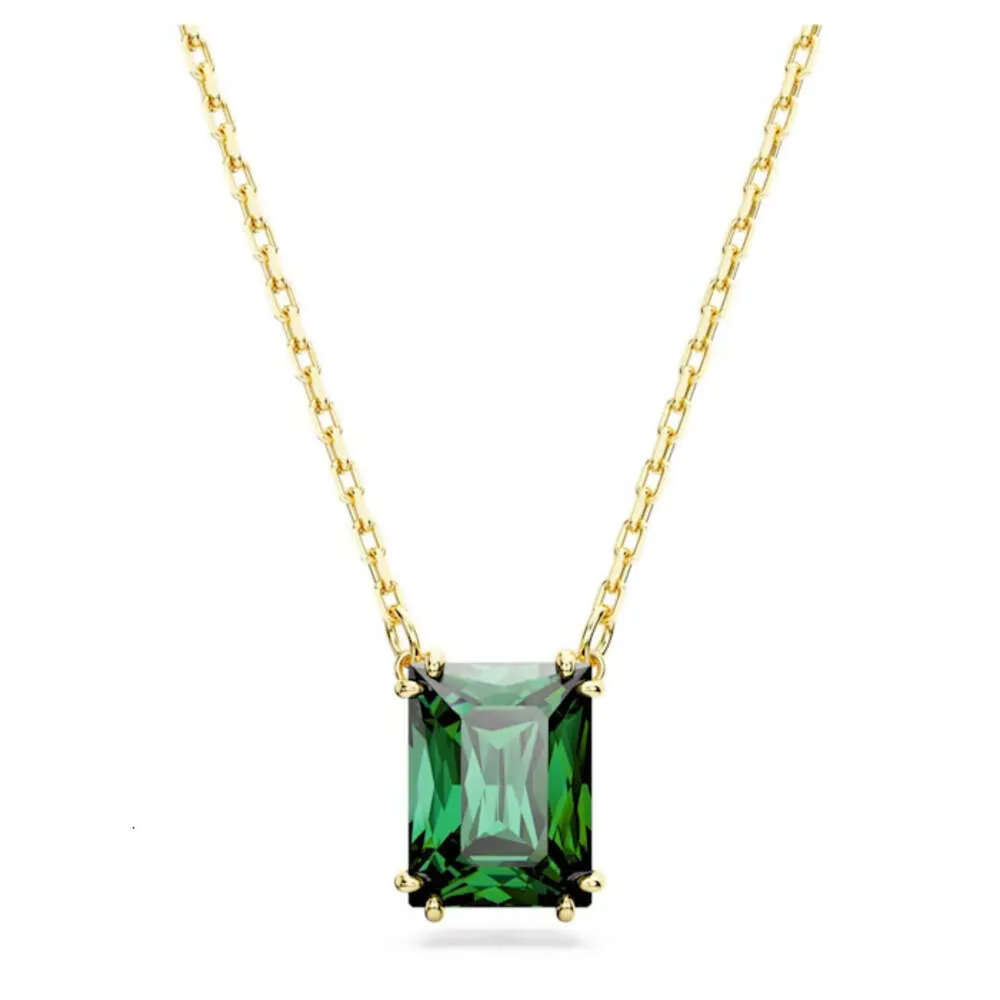 Necklace Swarovski Designer Luxury Fashion Women Matrix Green Square Necklace For Crystal Light Luxury Simple Collar Chain