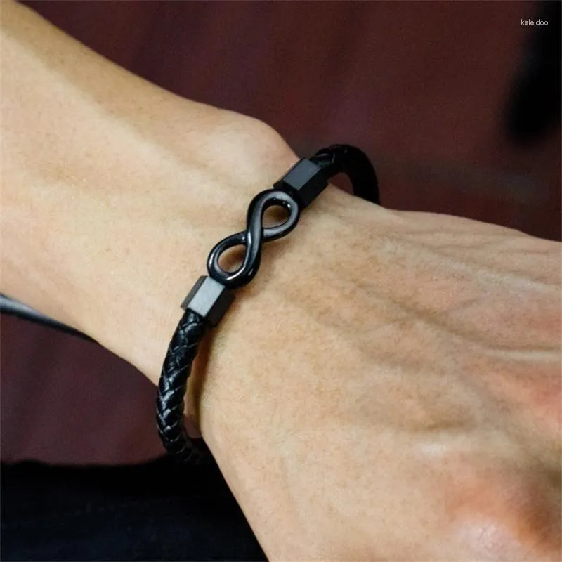 Charm Bracelets Vintage Temperament Black Infinity Bracelet For Women Men Fashion 8 Word Number Open Adjustable Party Jewelry Gift