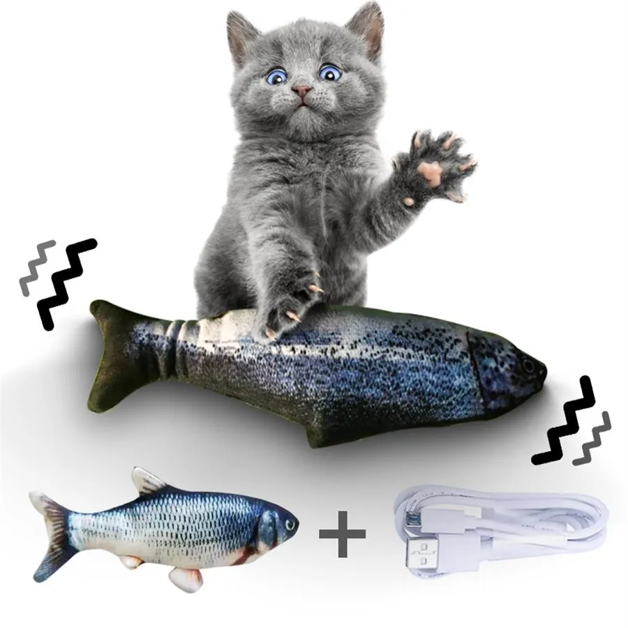 Cat Toy Electric USB Symulacja Symulacja Fish Toys dla psów kota zwierzaka do żucia Plush Toy Interactive Catnip Electronic Toy257L