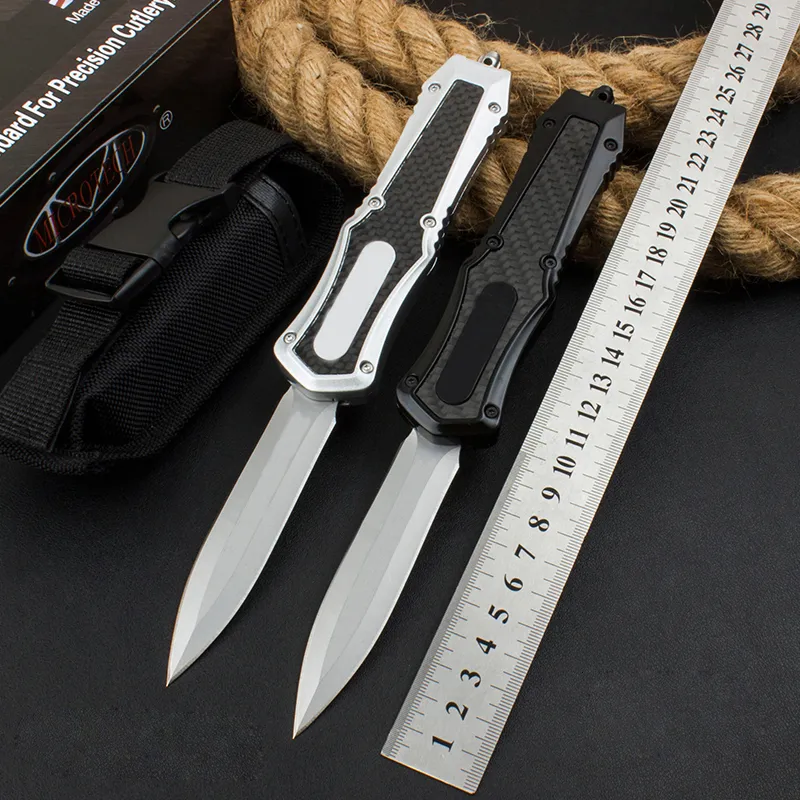 MICRO TECH A05 Automatic Knife 440C Blade Zinc alloy inlaid with carbon fiber Handle Camping Outdoor hiking survival tool EDC Pocket Knives UT85 BM3300 3400 4600