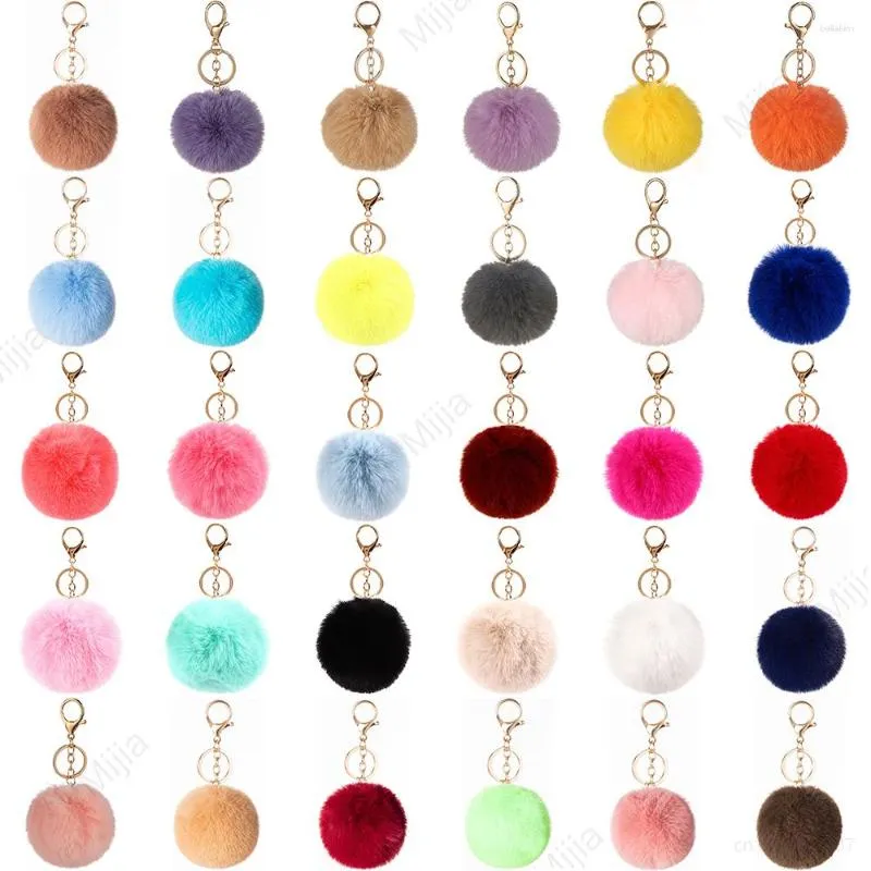 Porte-clés mignon imitation Rex fourrure peluche porte-clés 8cm moelleux pompon balle sac à dos décoration voiture porte-clés fille cadeau accessoires