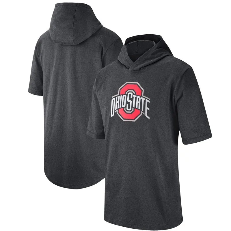 College Ohio State Buckeyes 티셔츠 까마귀 맞춤형 남자 대학 축구 저지 후드 T 셔츠 성인 크기 인쇄 셔츠와 짧은 소매
