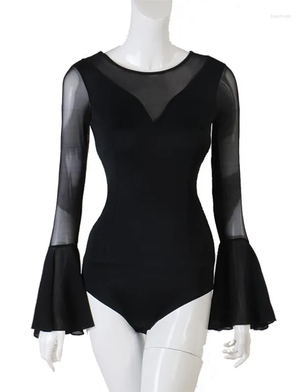 Stage Wear Ballet Justaucorps Pour Costumes De Danse Adultes Filles Latin Ballroom Blouse Gymnastique À Manches Longues S-XXXL S017