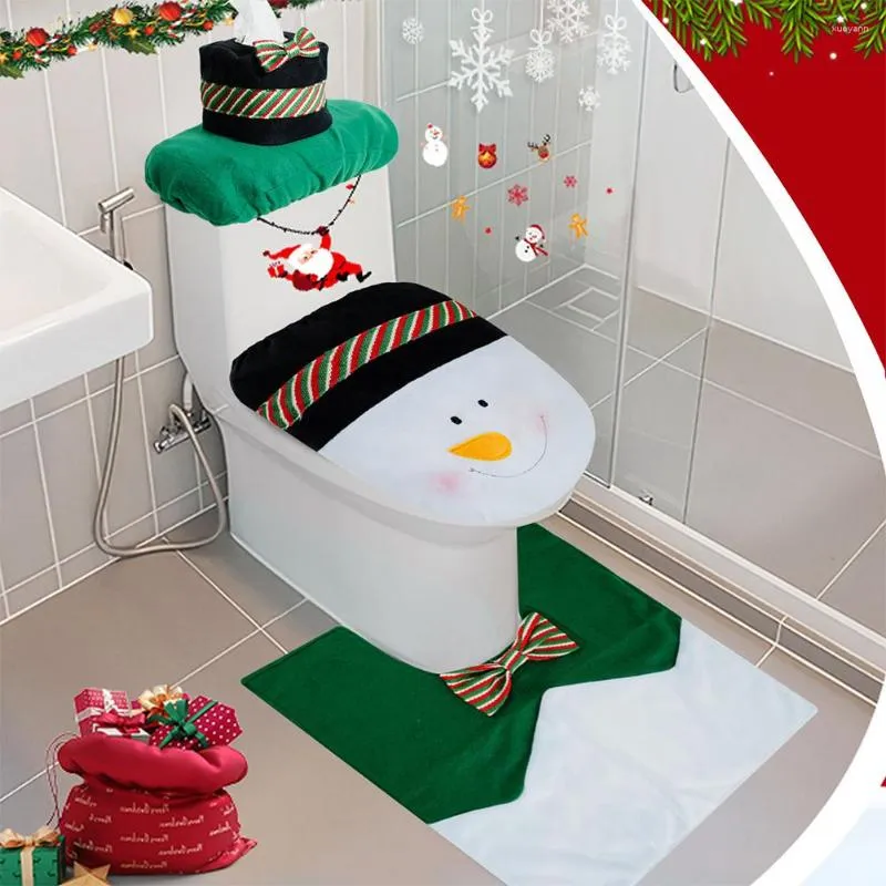 Xmas Bathroom Accessory Set Santa Claus Santa Toilet Cover Set