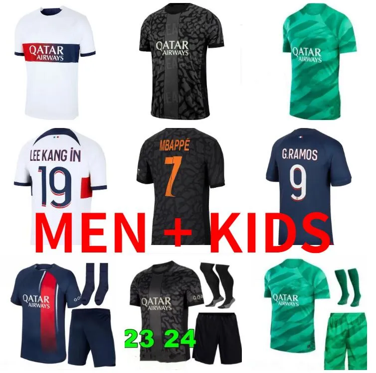 2023 2024 파리 MBAPPE 축구 유니폼 MAILLOT DE FOOT HAKIMI KOLO MUANY O.DEMBELE ASENSIO 축구 셔츠 23 24 UGARTE HOMMES ENFANTS 키트 키트 네 번째 우거트 헤르난데스