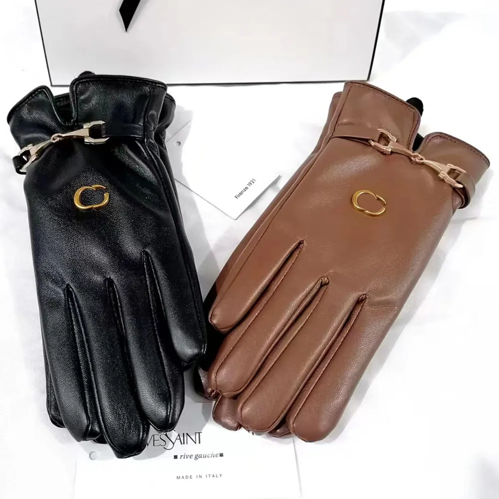 Hochwertige fingerlose Handschuhe für Herren und Damen, Designer-Marken-Buchstabendruck, verdickt, warm halten Handschuh, Winter, Outdoor-Sport, reine Baumwolle, Kunstleder, Zubehör