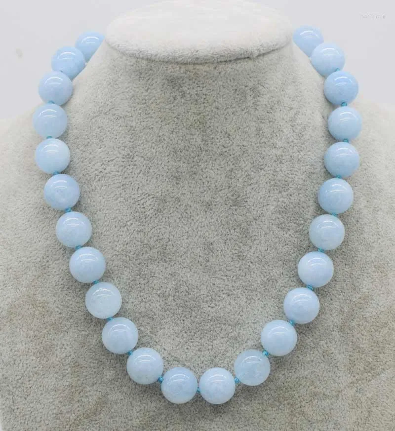 Chaînes Sky Blue Jade Round 14mm Collier 18inch Perles en gros Nature FPPJ Femme 2023