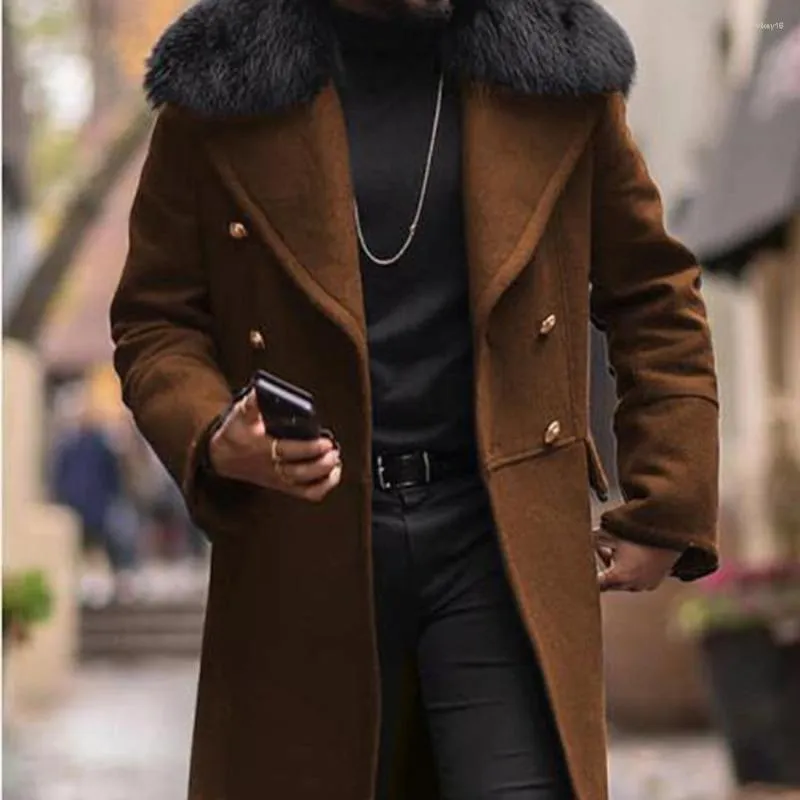 Trench coat with shop fur collar