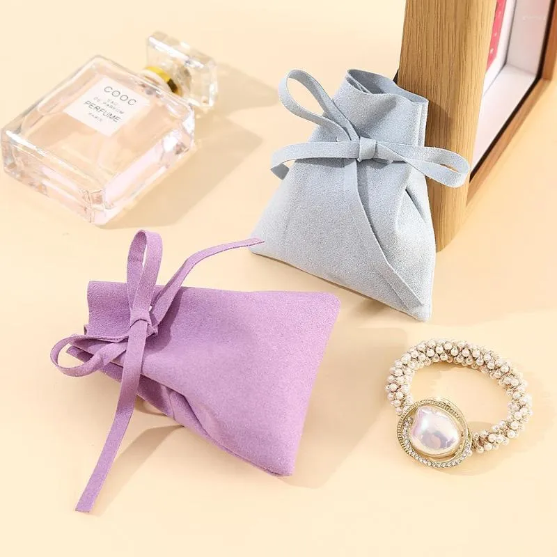 Present Wrap 50st Microfiber Bag för smycken blå rosa färger dragsko påsar bröllop jul godispåsar förpackning