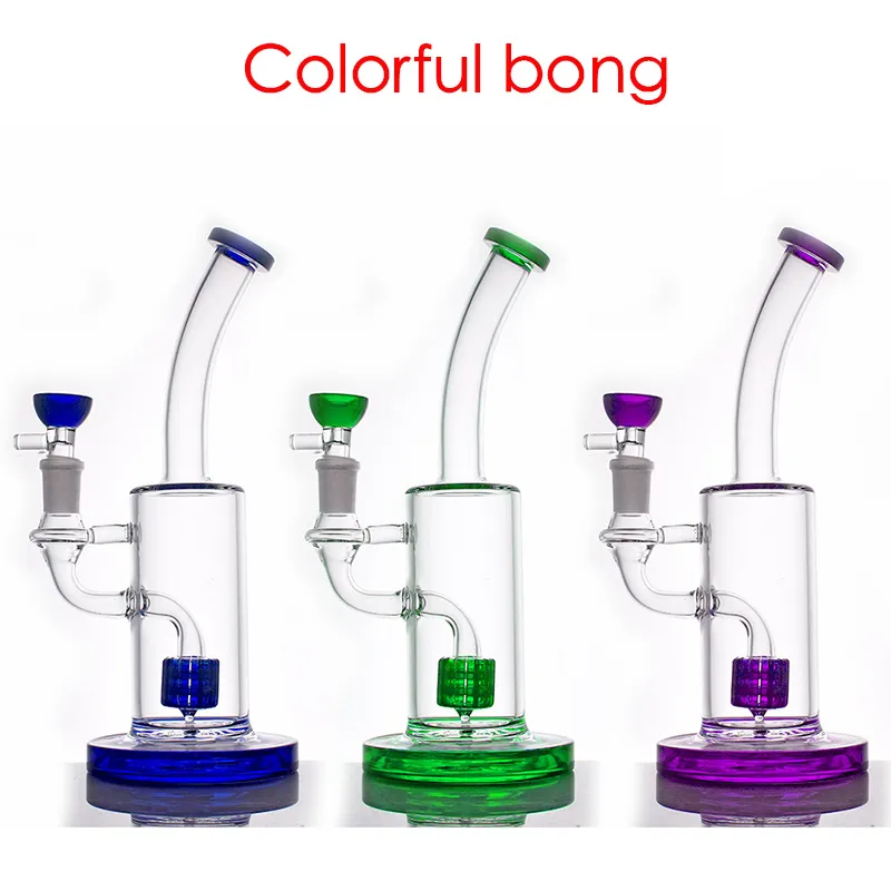 Wholesale Colorful hookah Recycle water dab rig bong showerhead perc Percolator bubbler smoking glass oil burner bongs pipe with 14mm male tobacco bowl