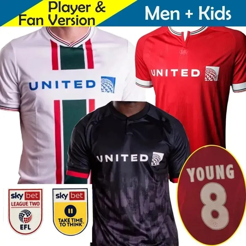 23 24 24 Koszulki piłkarskie Wrexham 2023 2024 Home Crysau Pel Drored Fan Player Wersja Camisetas Futbol Maillot Foot Davies Young Mullin Cannon Men Football Kabryczki dla dzieci