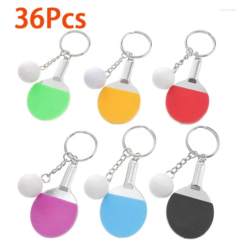 Keychains 36Pcs Ball Tennis Jewelry Charms Pendant Handbag Back Chain Table Purse Model Decor Decoration Keyring Racket Ping Pong Keychain