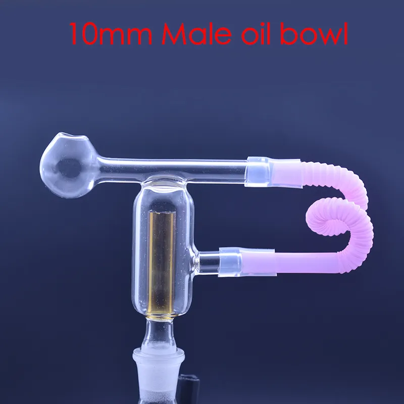 Accessoires pour fumer en gros 10mm mâle plus récent bol de brûleur à mazout en verre avec paille en plastique pour tuyau de bangs de plate-forme de dab d'eau