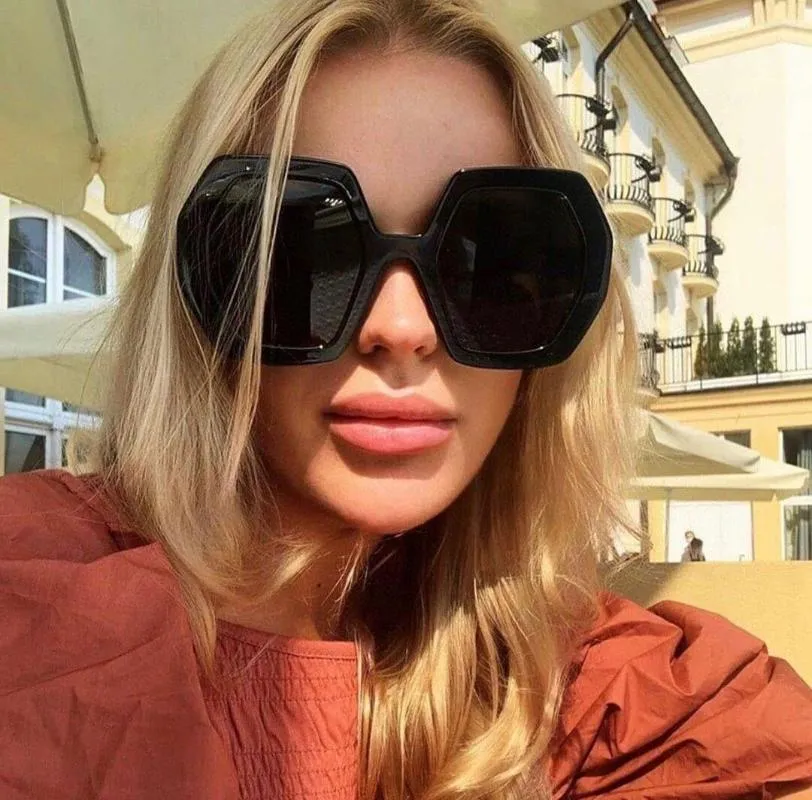 Sunglasses 2023High Quality Brand Designer Ladies Fashion Red Carpet Large Square Frame Personality Female Outdoor Uv Resistance