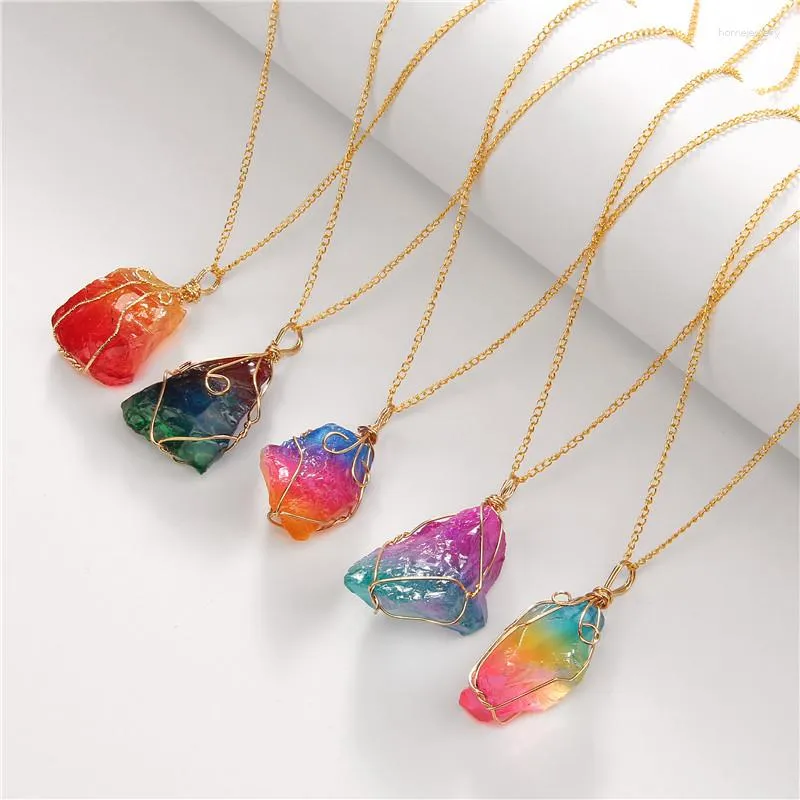 Pendant Necklaces Chakras Healing Crystal Gem Druzy Quartz Minerals Necklace Chokers Raw Natural Stone Charm Female Men