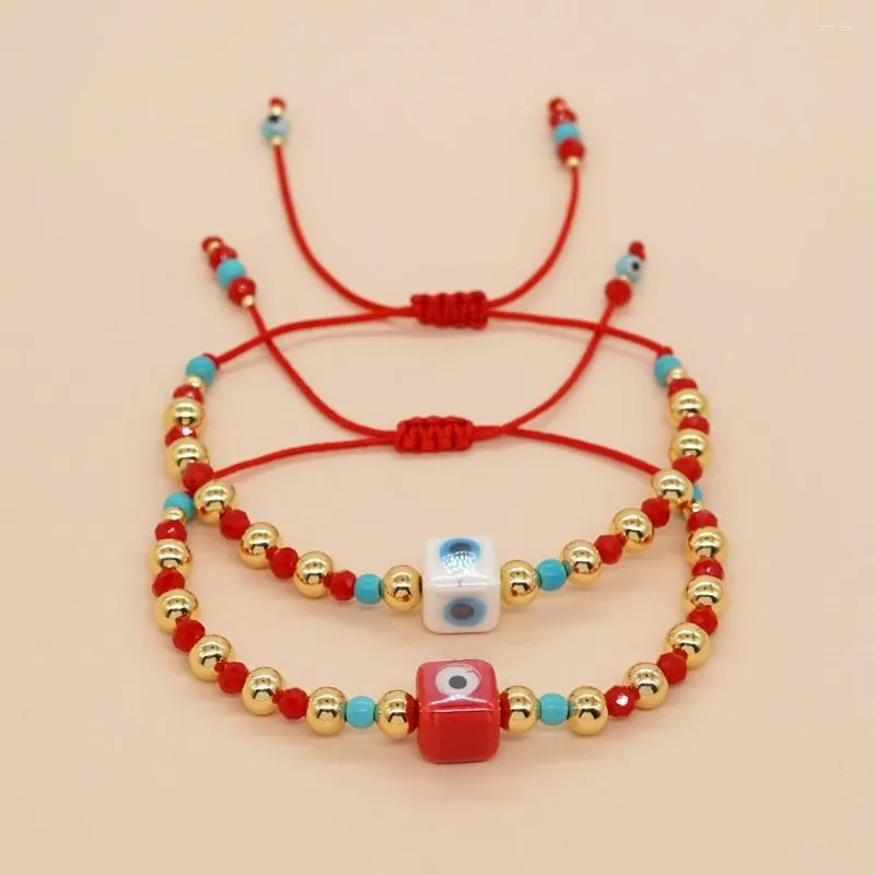 Strand Go2boho Style bohème perles de cristal carré coloré glaçure yeux turquoise perlé mode double bracelet multicouche pour femme