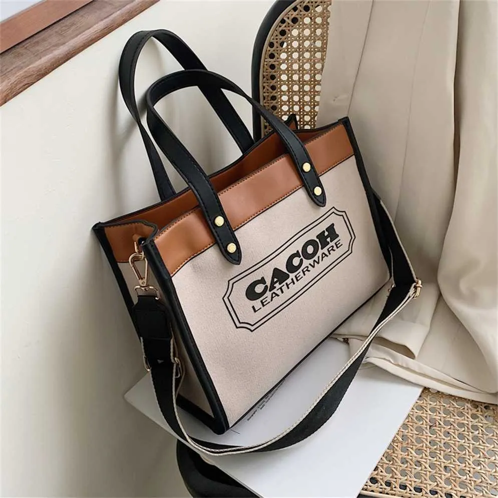 Handheld Canvas Womens New Fashion Ins Network Popular Tote Broadband Letter Bag Model