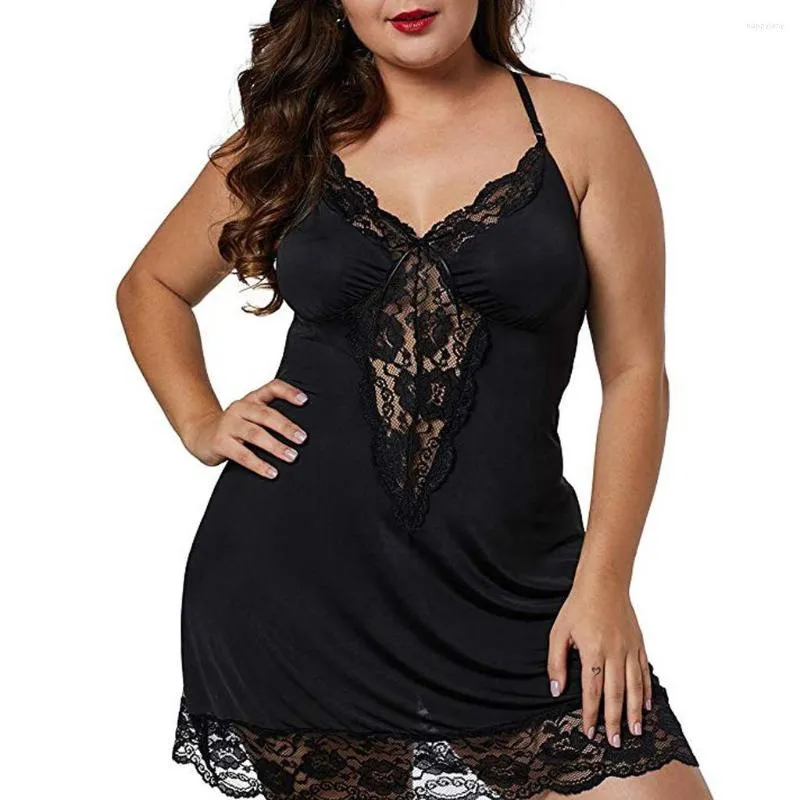 Women's Sleepwear Women Spaghetti lu Straps Nightgowns Lace Sexy Sleepdress Plus Size Nightdress Satin Lingerie Sets lu Pajamas Home ClothesZZFG