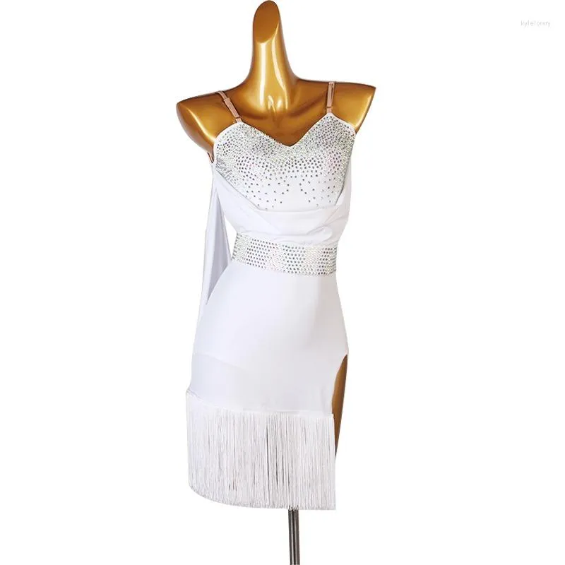Scenkläder latin danstävling klänning tjej sport träning kläder kvinnlig kostym kostym balsal klänningar för kvinnor 2023 linje frans kjol