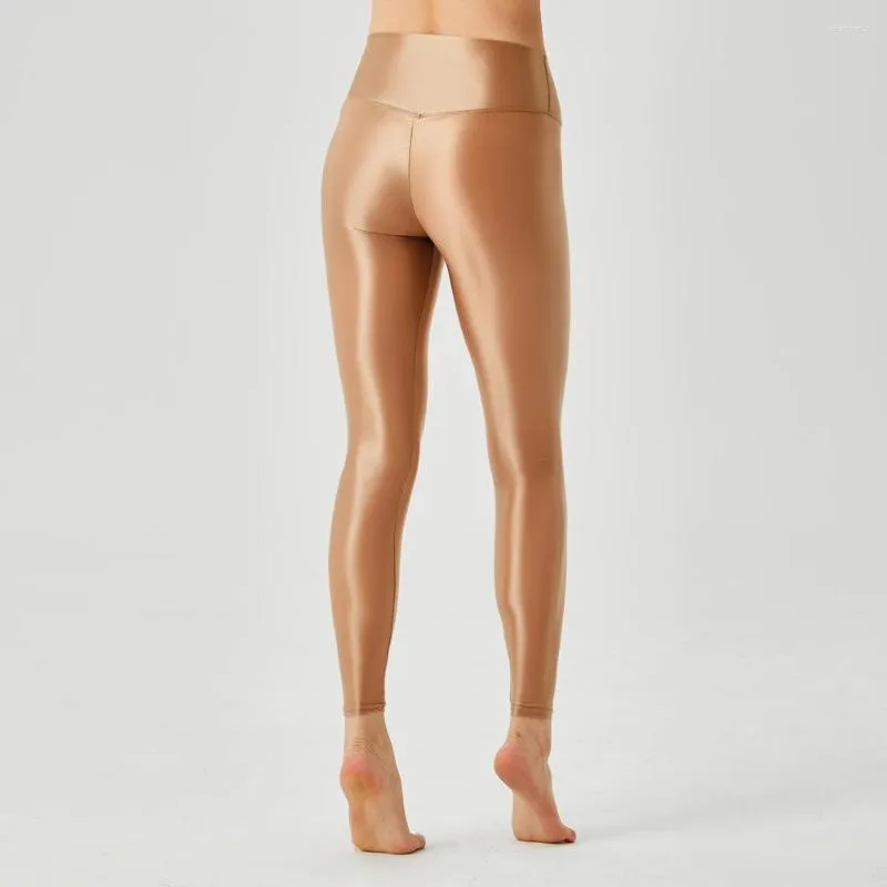 Leggings femininas verão brilhante ultra-fino ver através de calças de yoga cintura alta sem costura pura sexy apertado cetim calças femininas