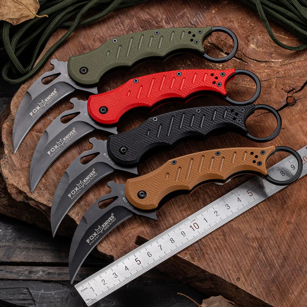 Fox Karambit 690 Kniv 3655 Assisterad utomhuscamping Folding Knife Pocket Knives EDC Tool för vandring Tactical Hand Tool Camping Tool