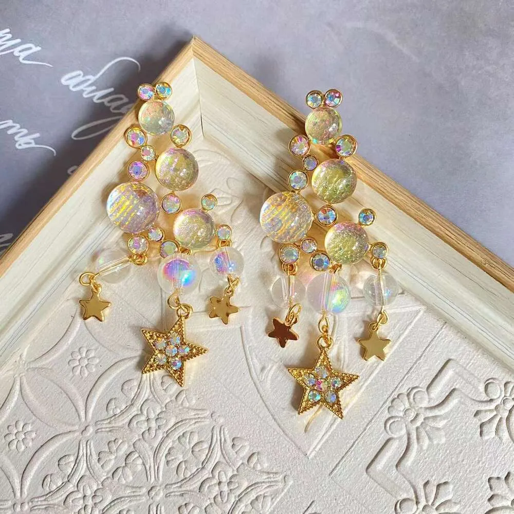 Fresh Sweet Colorful Star Aurora Elegant Holiday Design Sense Medium Long Earrings