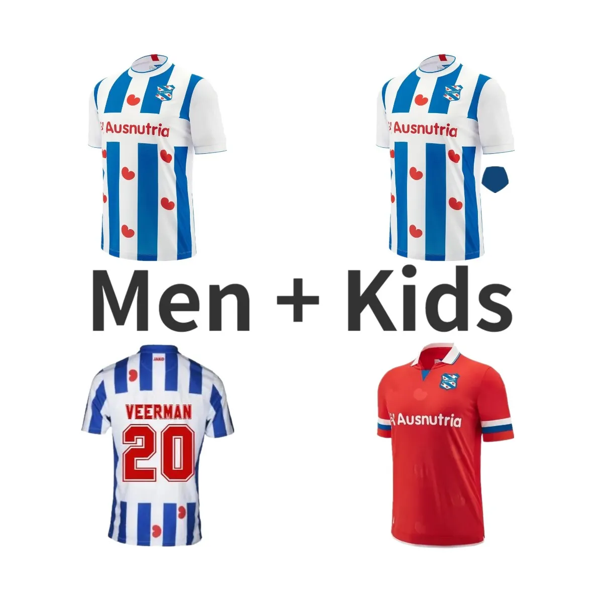 2023/24 SC Heerenveen Soccer Jersey 2023/24 Van Beek Faik Ejuke Van Bergen Dresevic Home Away White Blue and Red Men Kid