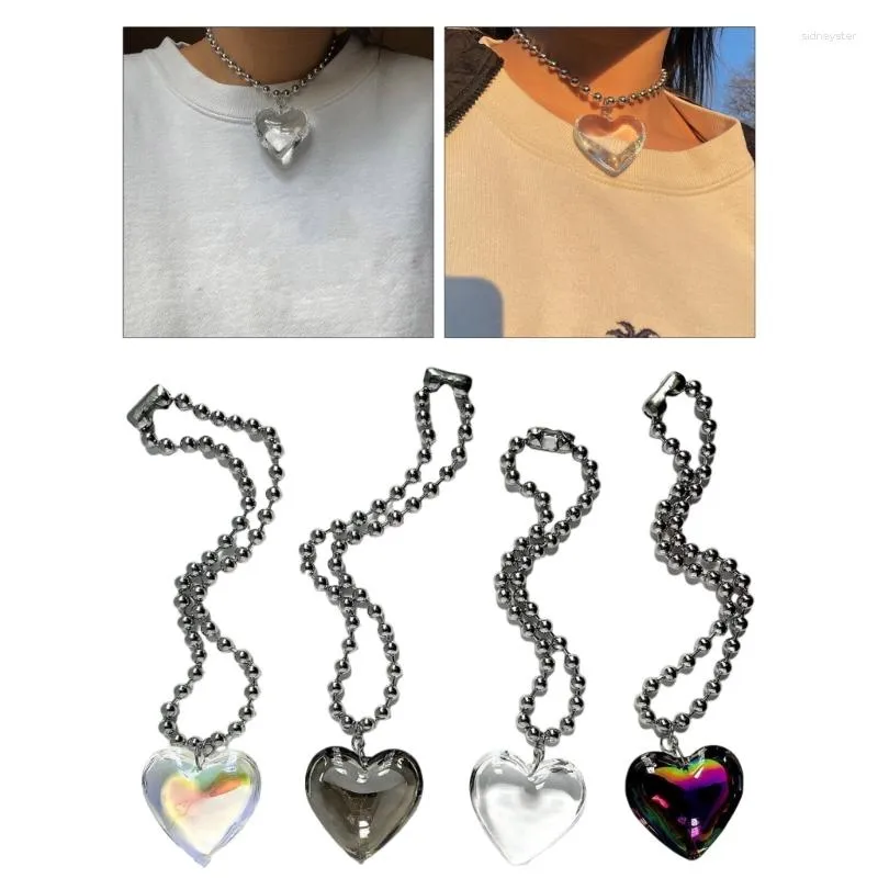 Chains Fashion Trend Light Luxury Niche Heart Collarbone Chain Temperament Simple Cold Wind Semi-precious Love-shape Necklace Y08E