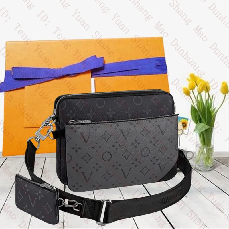 designers trio messenger cross body axel väskor plånböcker läder lapptäcke män kvinnor handväska designer handväskor plånböcker telefon väska handväska crossbody väska