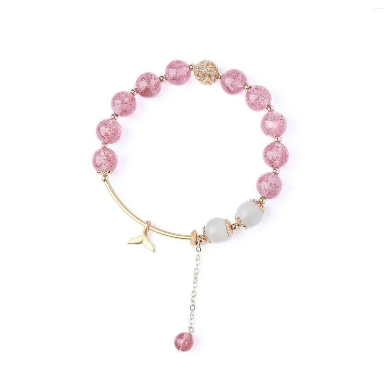 Charm Armband Strawberry Crystal Armband för flickor med Moonstone Elegant och fashionabla