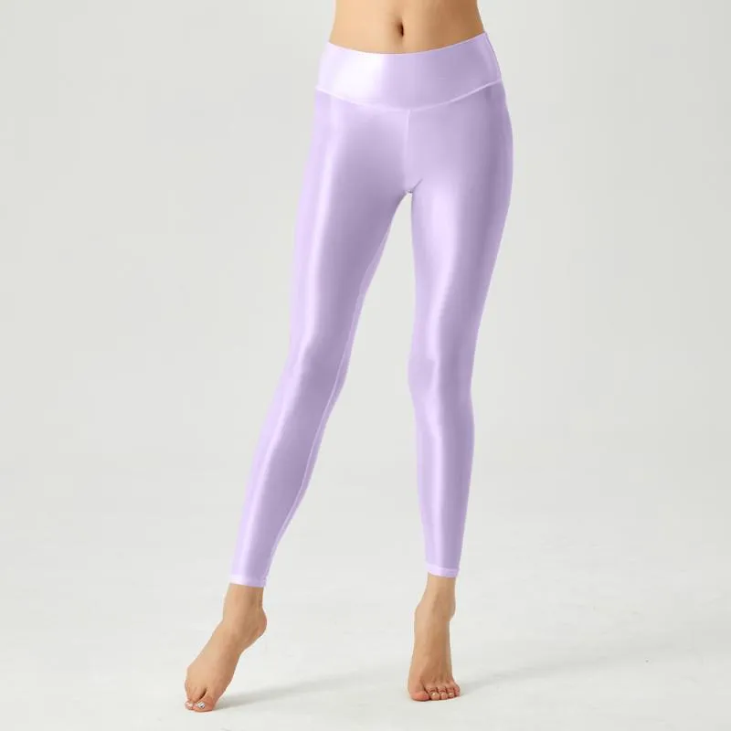Summer Glossy Ultra Thin See Through Yoga Metallic Leggings For Women High  Waist Seamless Sheer Satin Trousers From Berengaria, $15.37