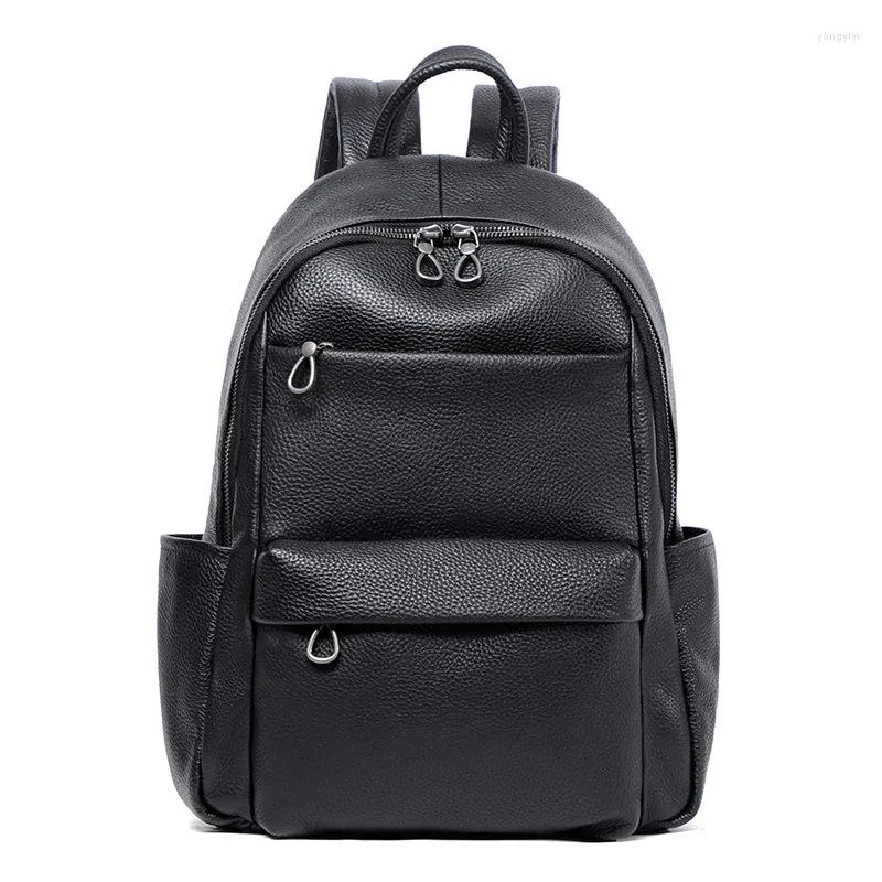 Backpack 2023 Business Men First Layer Cowhide Men's Bag Genuine Leather Schoolbag Large 14 Inch Laptop Travel