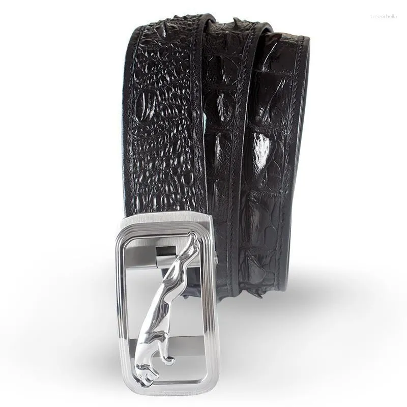 Belts Men's Crocodile Bone Stainless Steel Buckle Belt Leather Grain Business